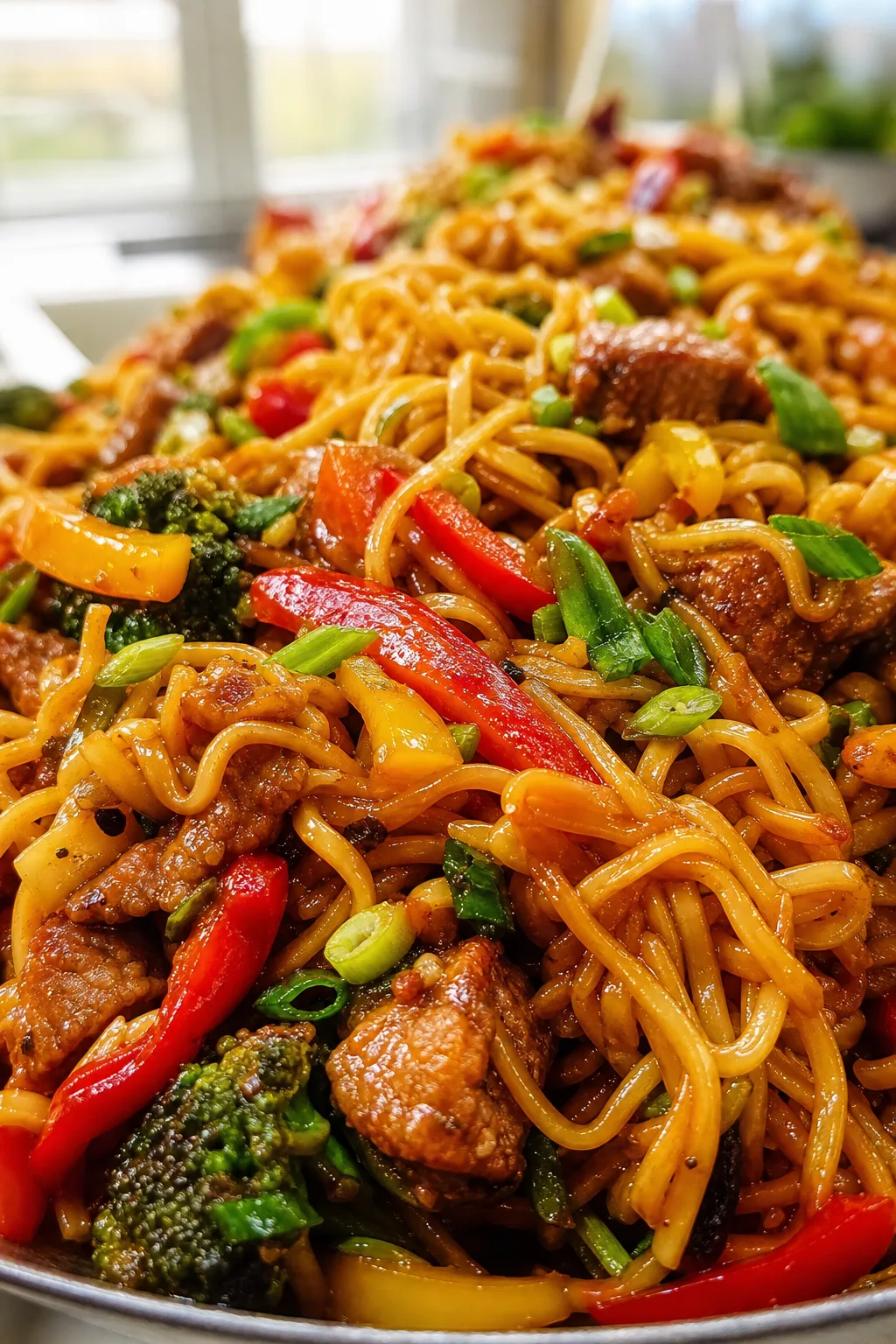 Easy Air Fryer Chicken Stir Fry with Crispy Veggies and Noodles