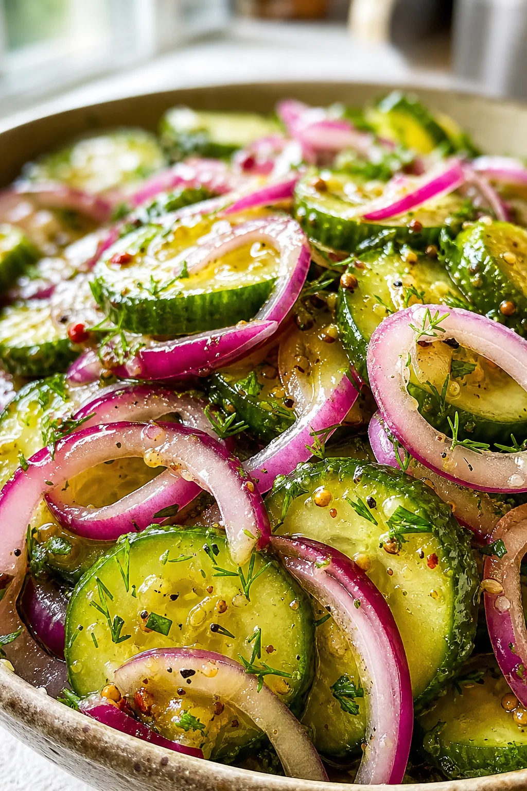 Refreshing Cucumber and Onion Salad in Tangy Vinegar Dressing