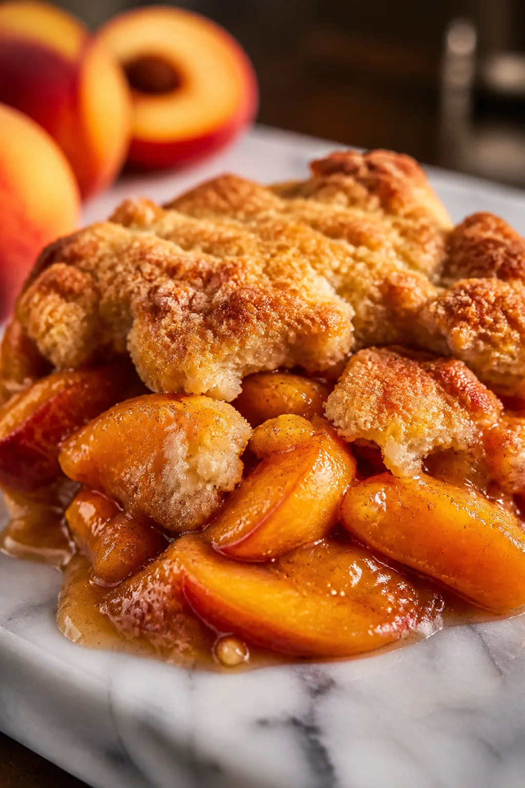 Warm and Cozy Peach Cobbler with Buttery Cinnamon Crust