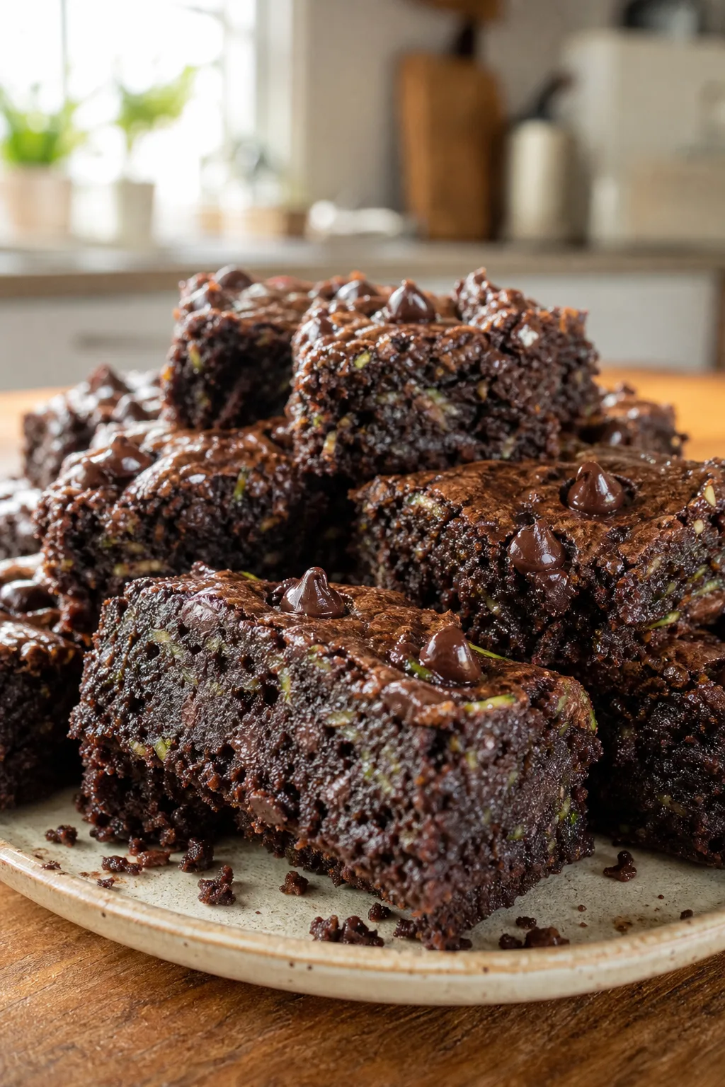 Fudgy Zucchini Brownies With Melty Chocolate Chips You'll Love