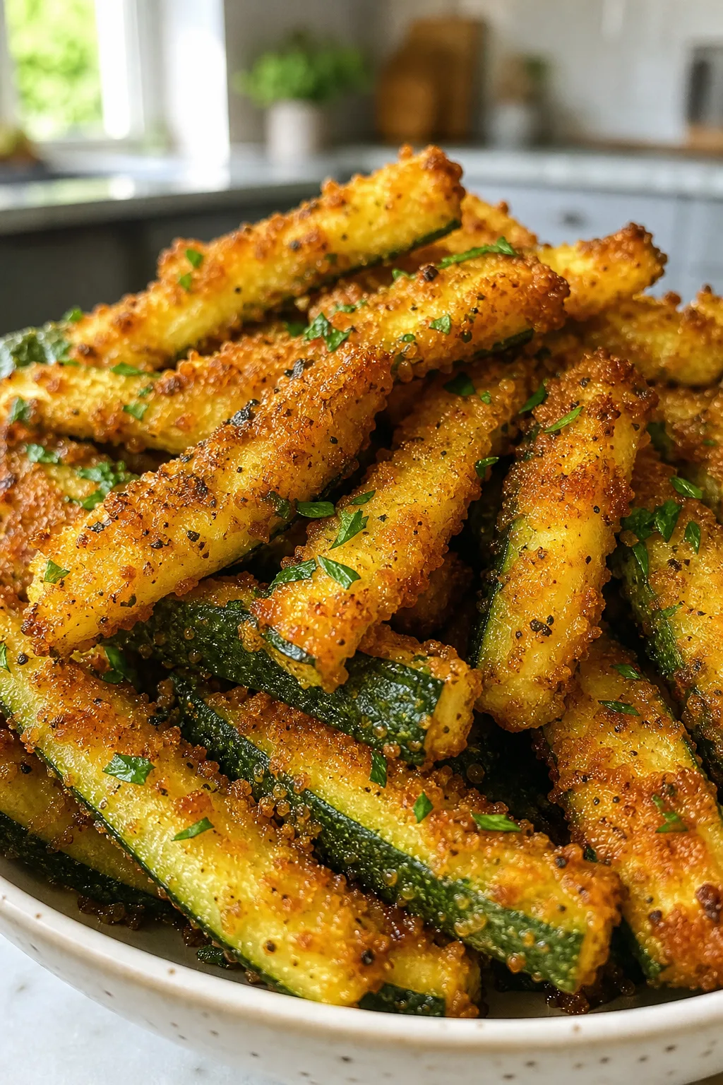 Crispy Air Fryer Zucchini Fries with a Herby Crunch